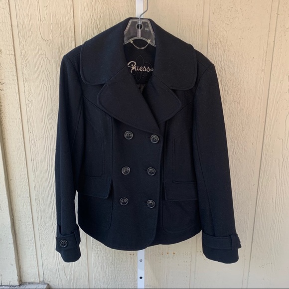 Guess Jackets & Blazers - Guess Women's Black Wool Winter Button Jacket | L